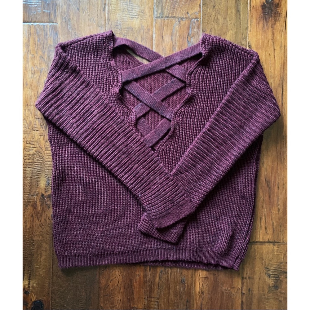 Forever 21 Cross Back Sweater - Maroon